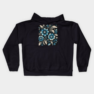 Blue Floral Illustration Kids Hoodie